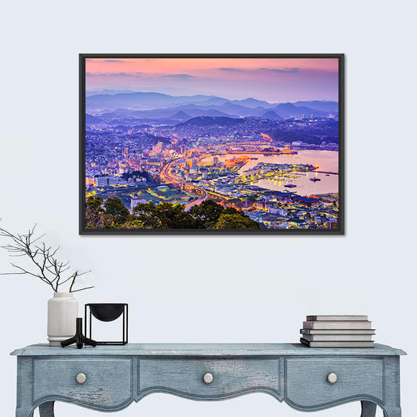 Sasebo Downtown Skyline In Nagasaki Japan Canvas Wall Art