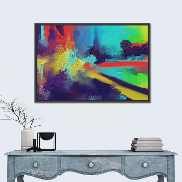 Expressionist Color Burst with Yellow-white Highlight Canvas Wall Art