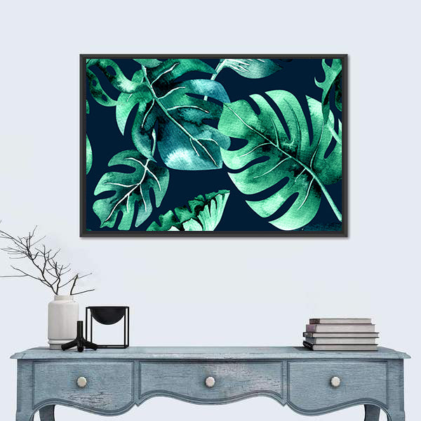 Dense Tropical Leaf Pattern Canvas Wall Art