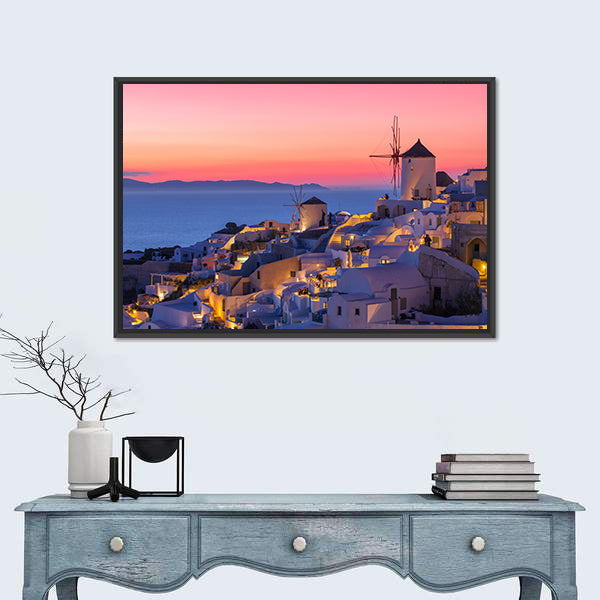 Sunset in Santorini Canvas Wall Art