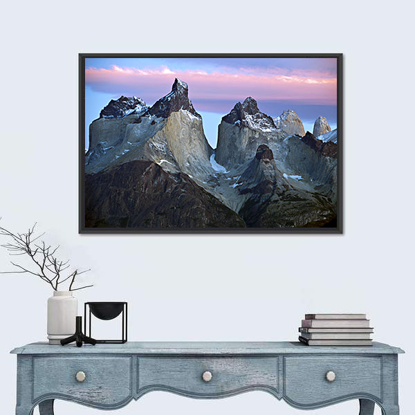 Torres Del Paine Mountain Peaks at Sunrise Canvas Wall Art
