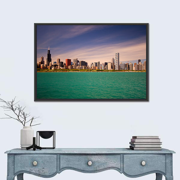 Chicago Skyline Over Lake Michigan Canvas Wall Art
