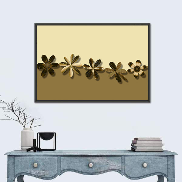 Brown Fantasy Flowers Canvas Wall Art
