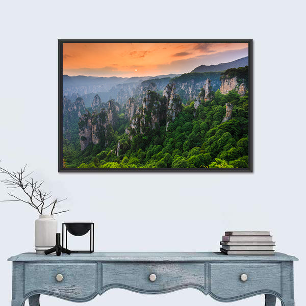 Zhangjiajie National Forest Park At Sunset In China Canvas Wall Art
