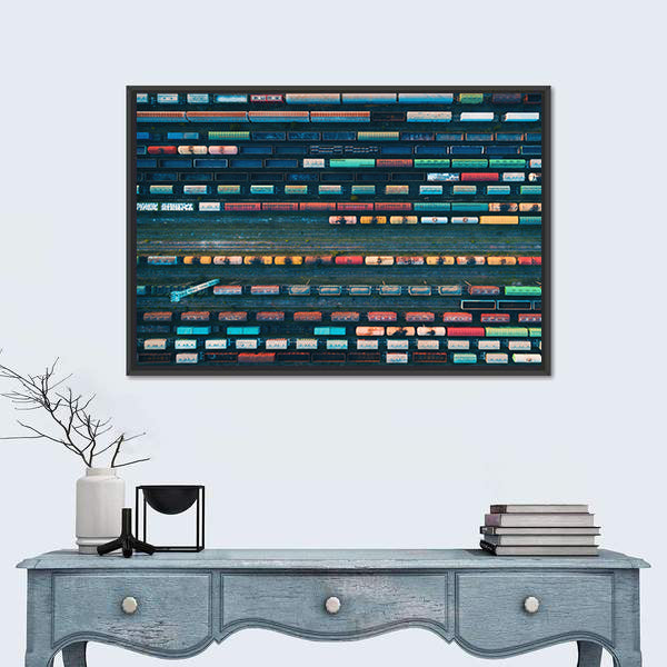 Cargo Trains Close Up Canvas Wall Art