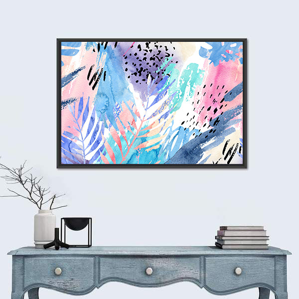 Shabby Tropical Leaves Canvas Wall Art