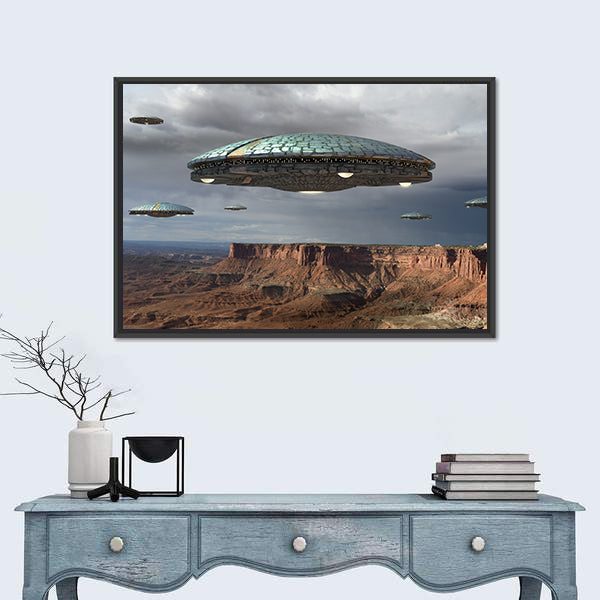 Alien Fleet Over the Grand Canyon Canvas Wall Art