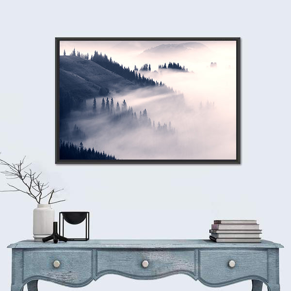 Foggy Carpathians In Ukraine Canvas Wall Art