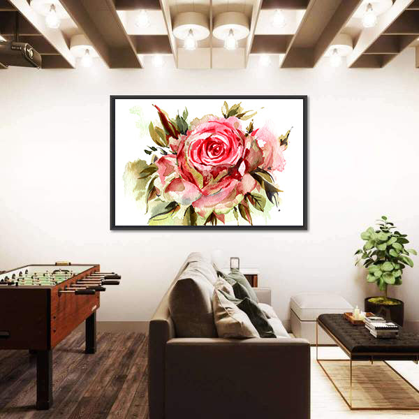 Red Watercolor Roses Canvas Wall Art
