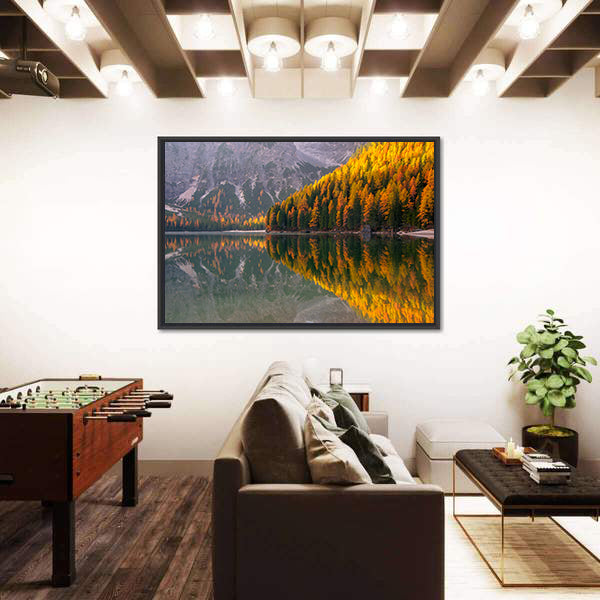Braies Lake in Autumn Canvas Wall Art