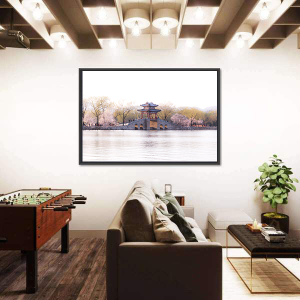 Beijing Palace with Cherry Blossoms Canvas Wall Art