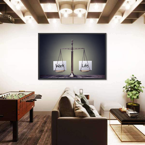 Work and Life Balance Scale Canvas Wall Art