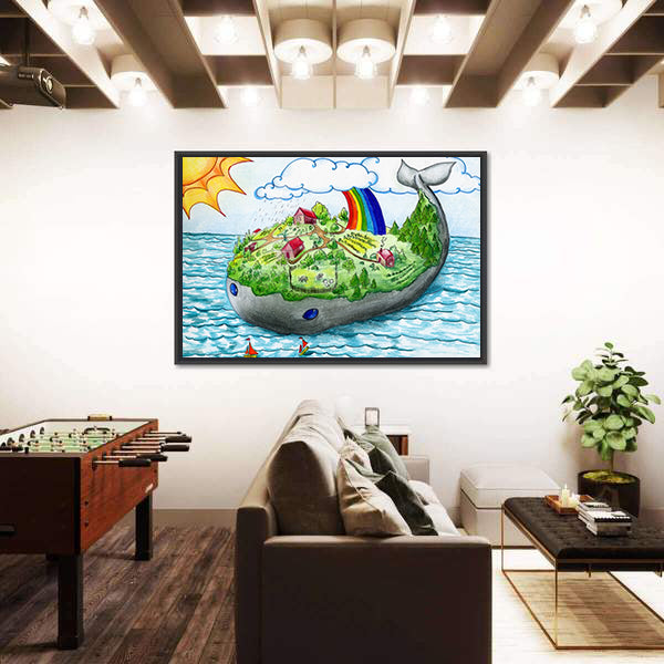 Fairy Tale Whale Island Canvas Wall Art