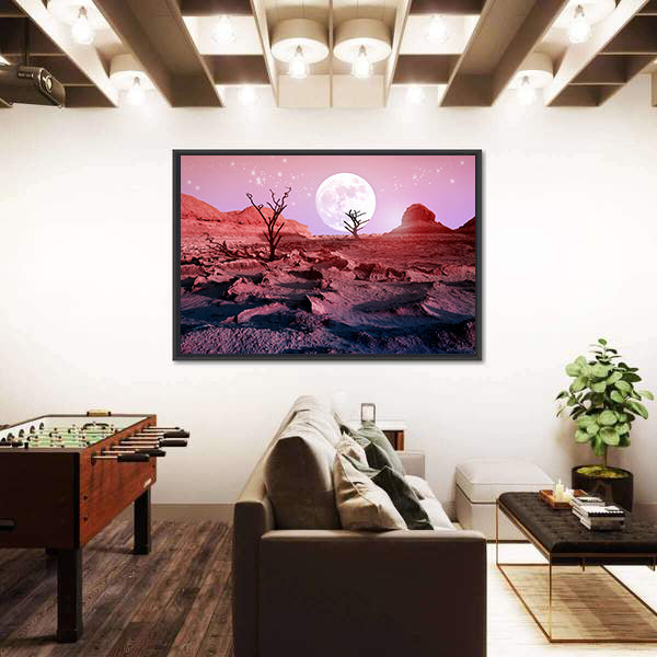 Lonely Dry Trees In Desert Canvas Wall Art