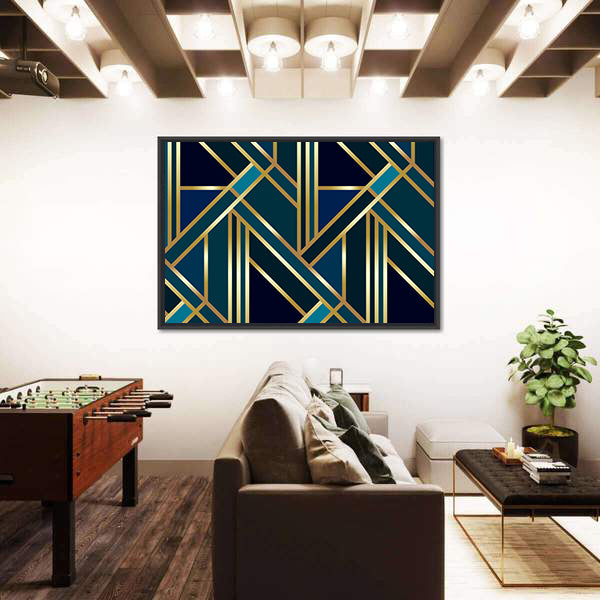 Golden Geometric Pattern Canvas Wall Art