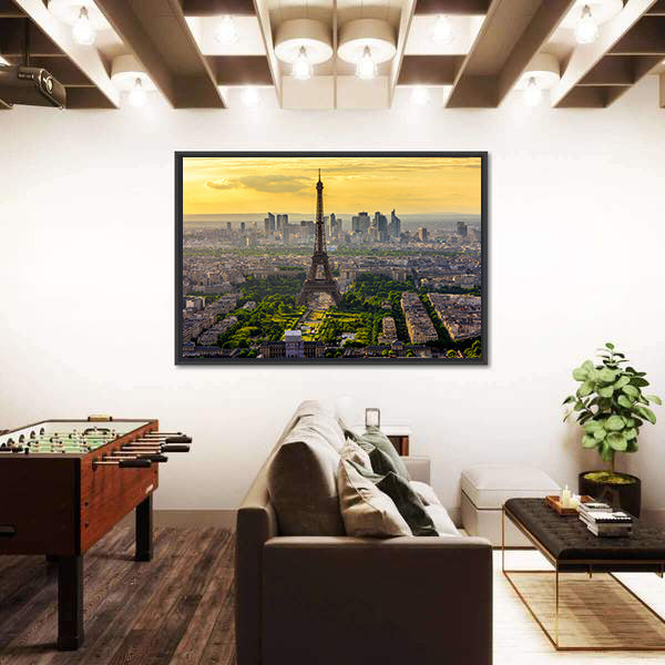 Eiffel Tower at Sunset, Paris Skyline Canvas Wall Art