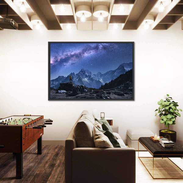 Milky Way Over Snow-covered Peaks Canvas Wall Art