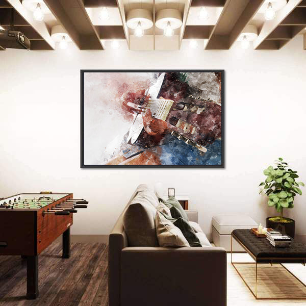 Watercolor Guitar Close-up Canvas Wall Art