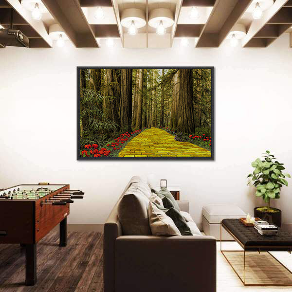 Yellow Brick Road Path In Garden Canvas Wall Art
