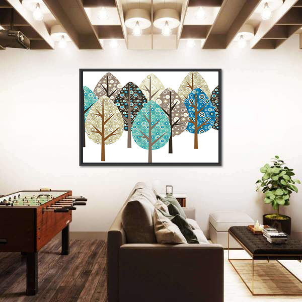 Autumn Patterned Trees Canvas Wall Art
