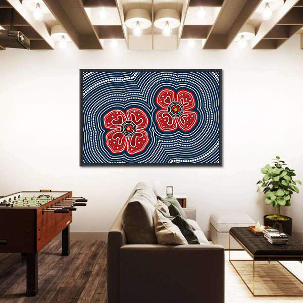 Dotted Red Poppy Flowers Canvas Wall Art