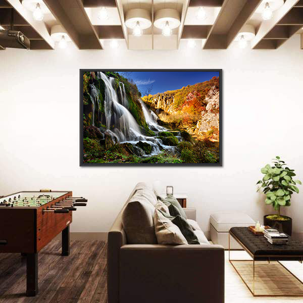 Waterfall In Plitvice Lakes National Park Canvas Wall Art