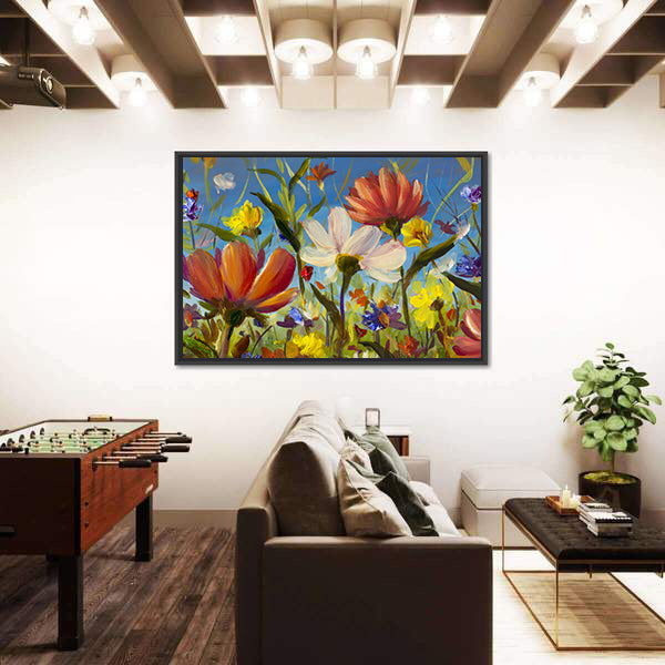 Vibrant Wildflower Meadow with Daisies Canvas Wall Art