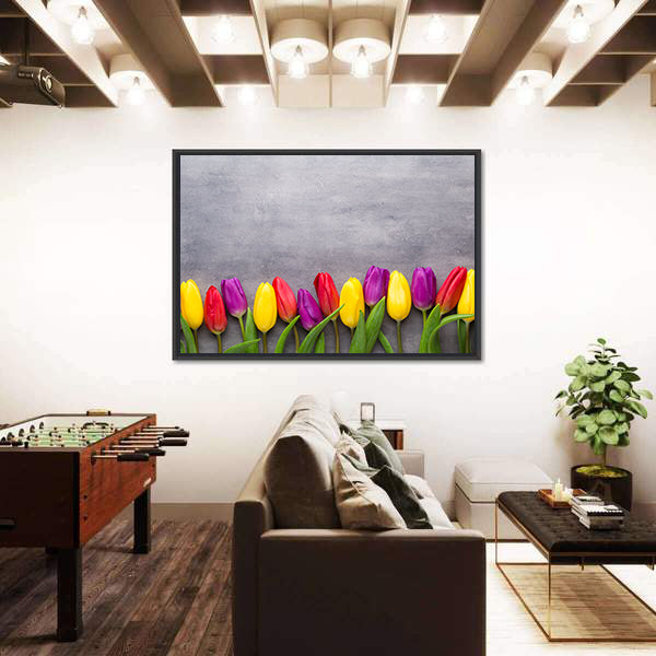 Multicolored Spring Flowers Tulips Canvas Wall Art