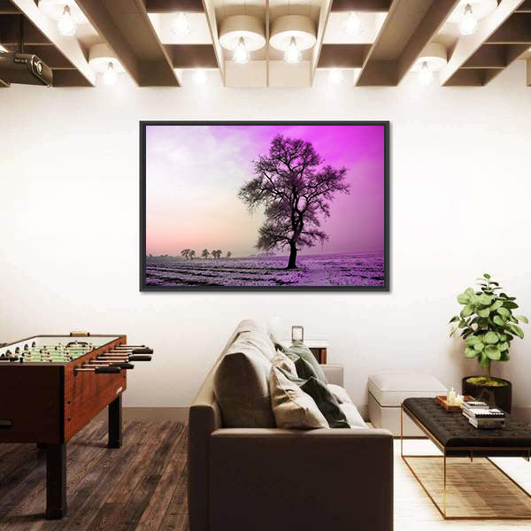 Winter Landscape In Morning Canvas Wall Art