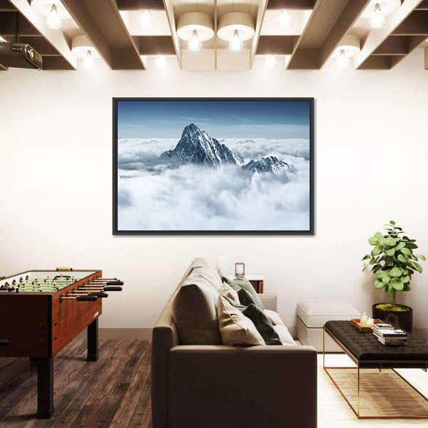 Alpine Mountain In The Clouds Canvas Wall Art
