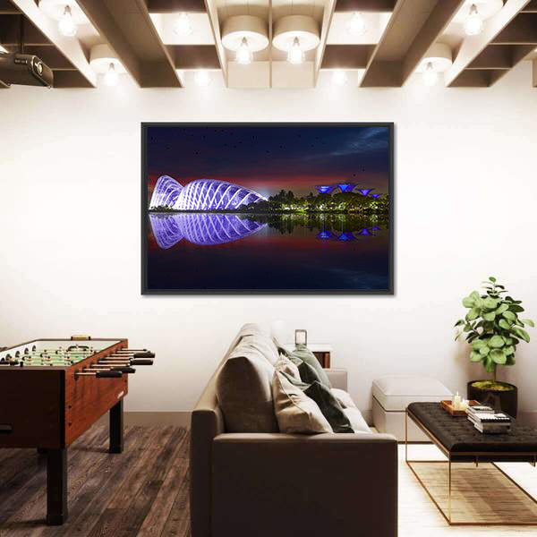 Singapore Gardens By The Bay At Night Canvas Wall Art