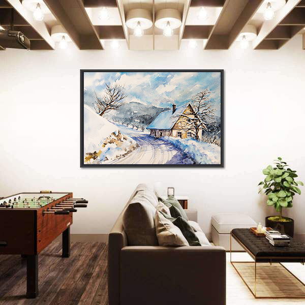 Heavy Snowfall In Winter Mountains Canvas Wall Art