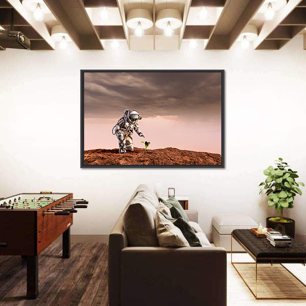 Astronaut on Rust-red Planet Canvas Wall Art