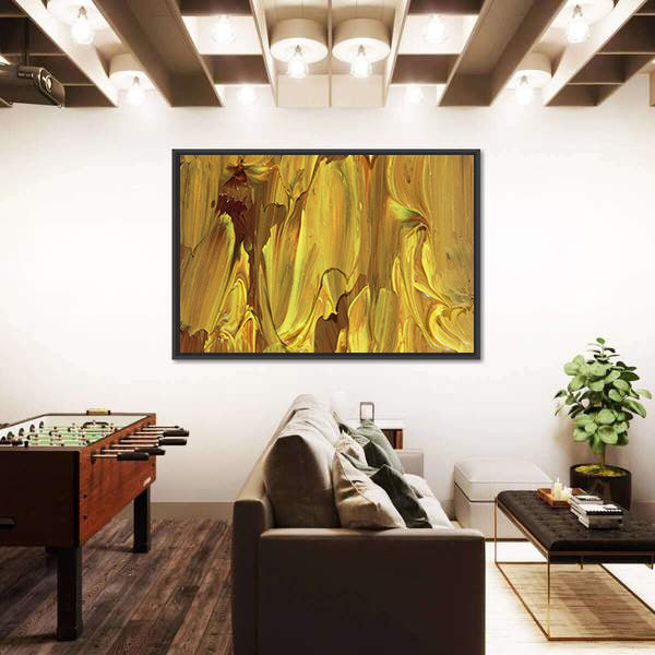 Gold Brushstrokes Abstract Canvas Wall Art