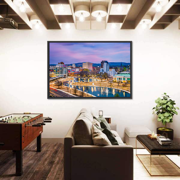 Huntsville Cityscape at Twilight Canvas Wall Art