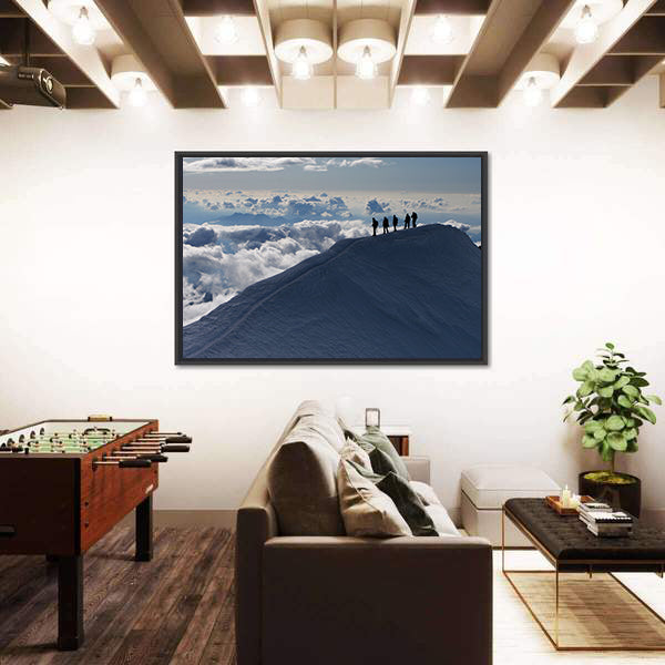 Climbers On Mountain Top Canvas Wall Art