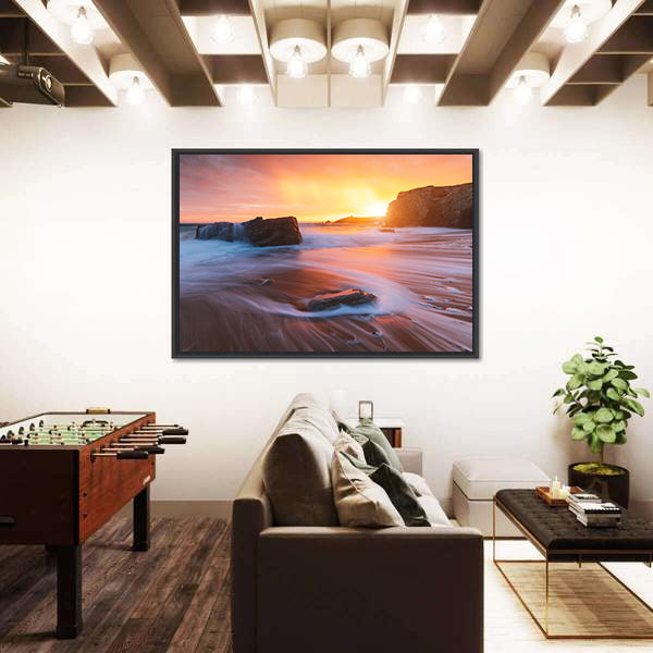 Quiberon Coastline at Sunset Canvas Wall Art