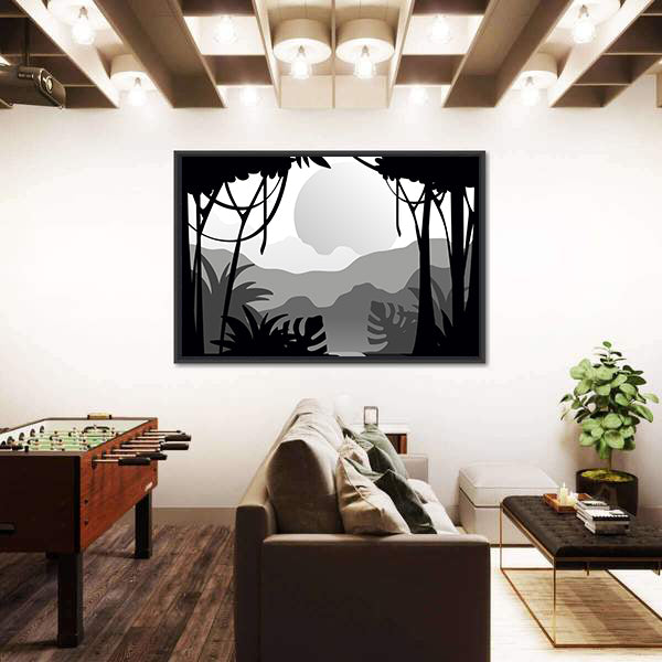 Tropical Forest Silhouette Canvas Wall Art
