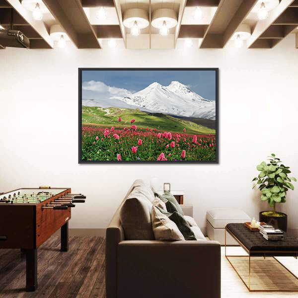 Blooming Flowers in Alpine Meadow Canvas Wall Art