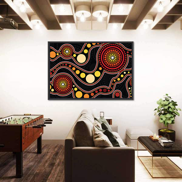 Connection Concept Aboriginal Dot Painting Canvas Wall Art