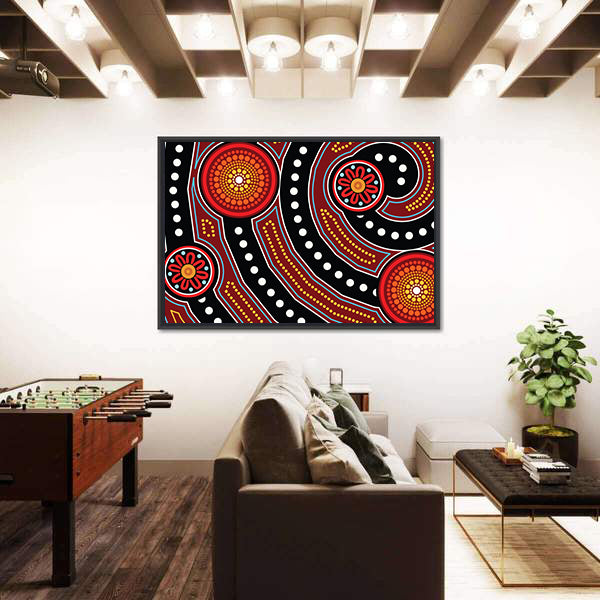 Aboriginal Dot Painting Motifs Canvas Wall Art