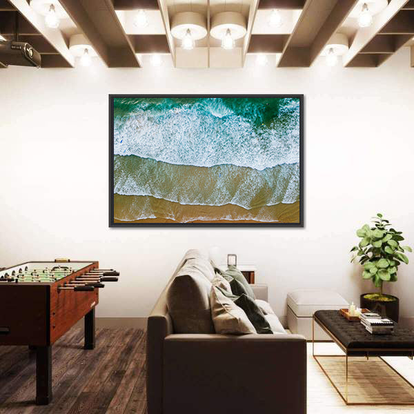 Sandy Beach Shore In Portugal Canvas Wall Art