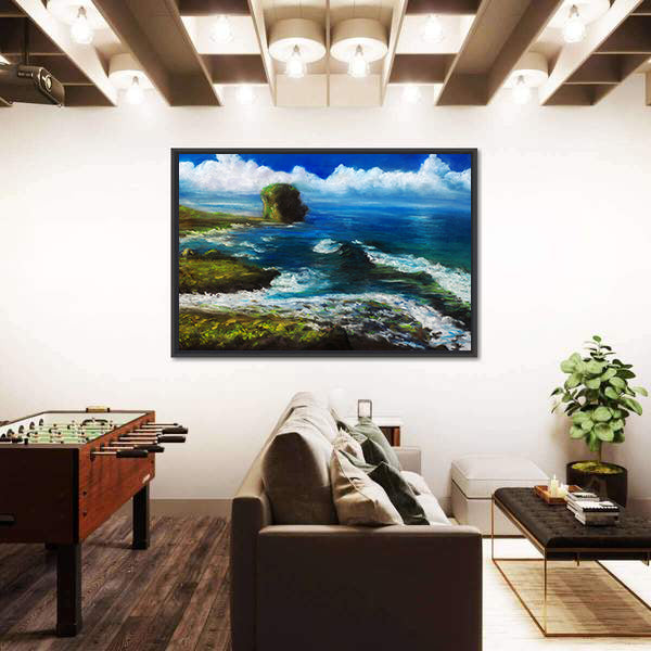 Coastal Landscape with Sea Stack Canvas Wall Art