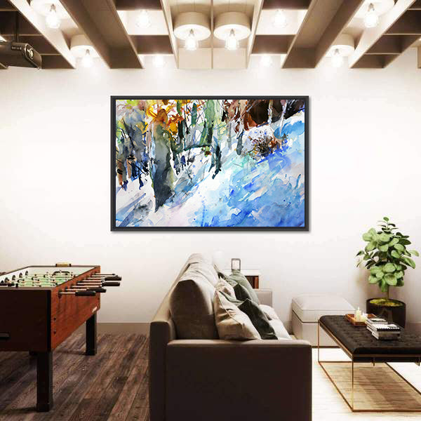 Watercolor Winter Forest Canvas Wall Art