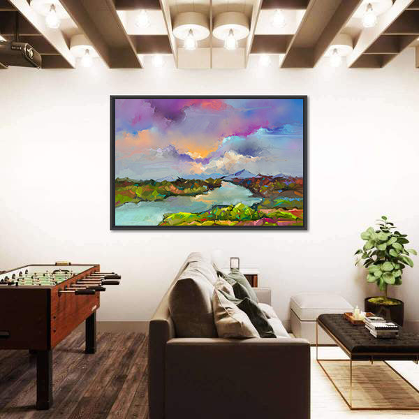 Semi-abstract River Landscape Canvas Wall Art