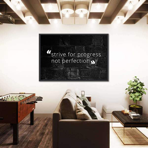 Strive for Progress Not Perfection Quote Canvas Wall Art