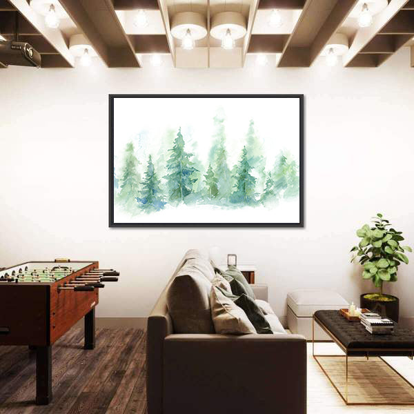 Foggy Winter Forest Canvas Wall Art