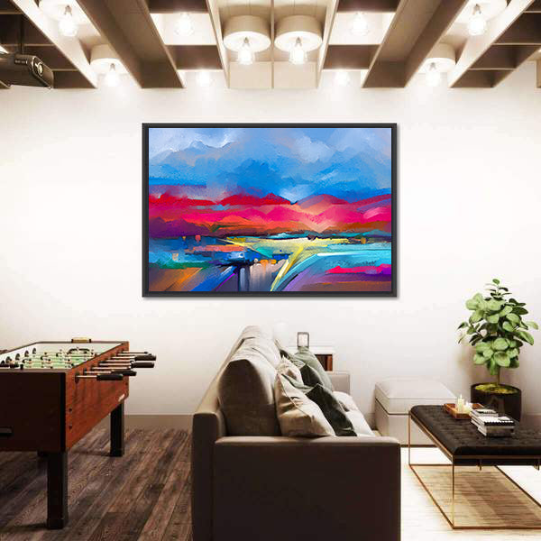 Colorful Abstract Mountain Landscape Canvas Wall Art