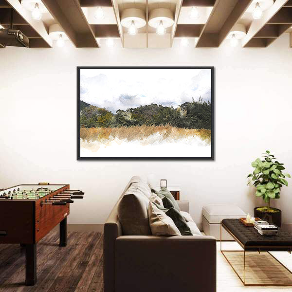 Watercolor Mountain Silhouette Canvas Wall Art