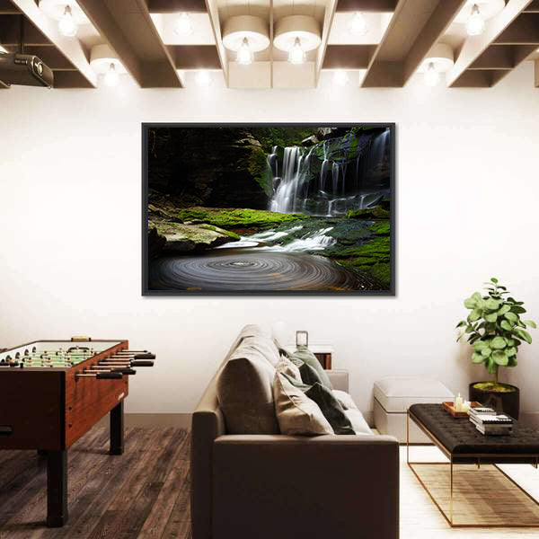 Waterfall Landscape With Rippling Pond Canvas Wall Art